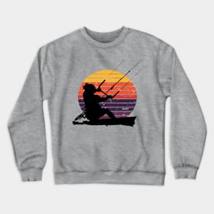 Kitesurfer Action Water Sports Artistic Silhouette Retro Sunset Crewneck Sweatshirt